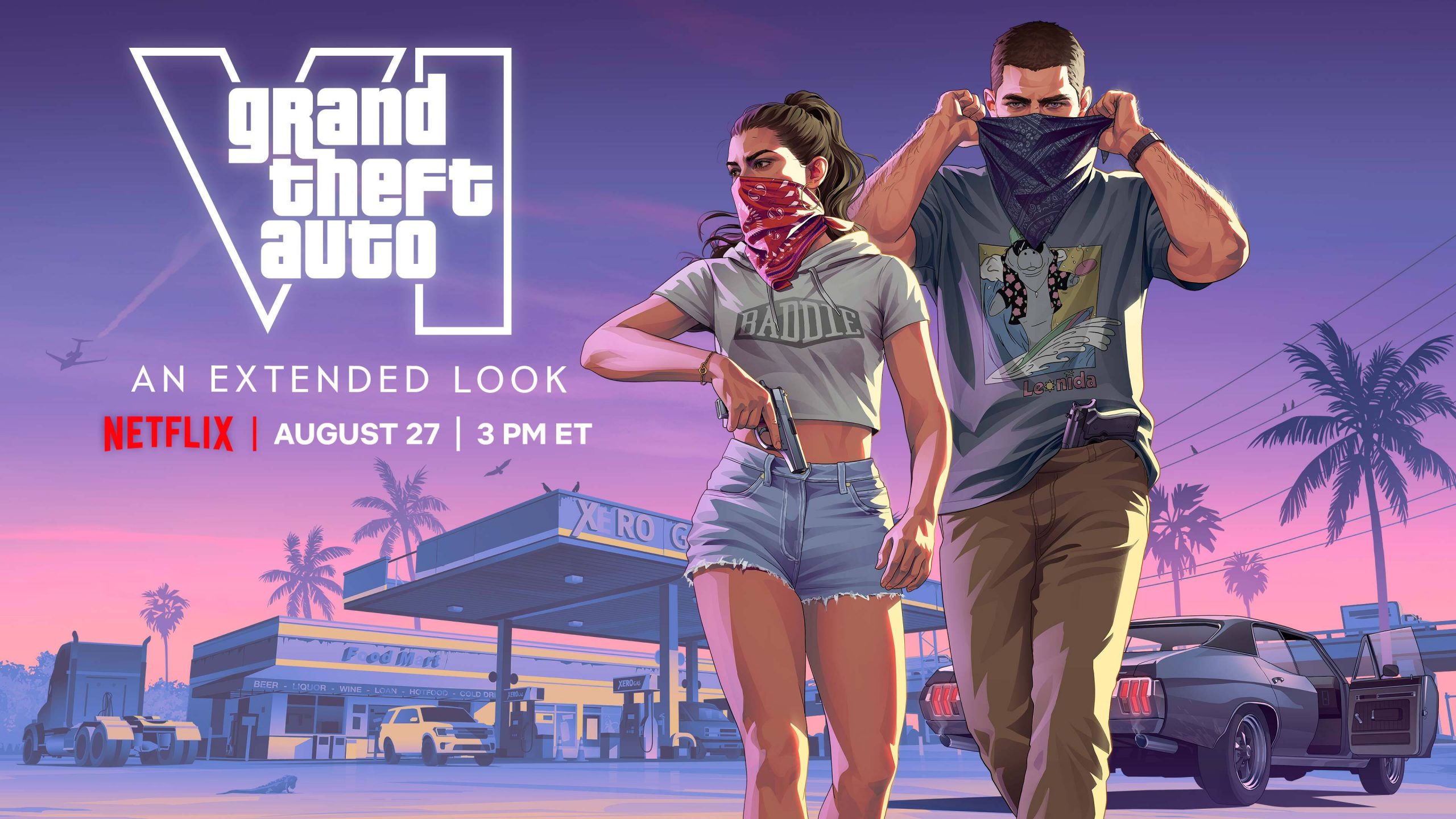 Visuel officiel de l'annonce Grand Theft Auto VI: An Extended Look, diffusé sur Netflix le 27 août 2026